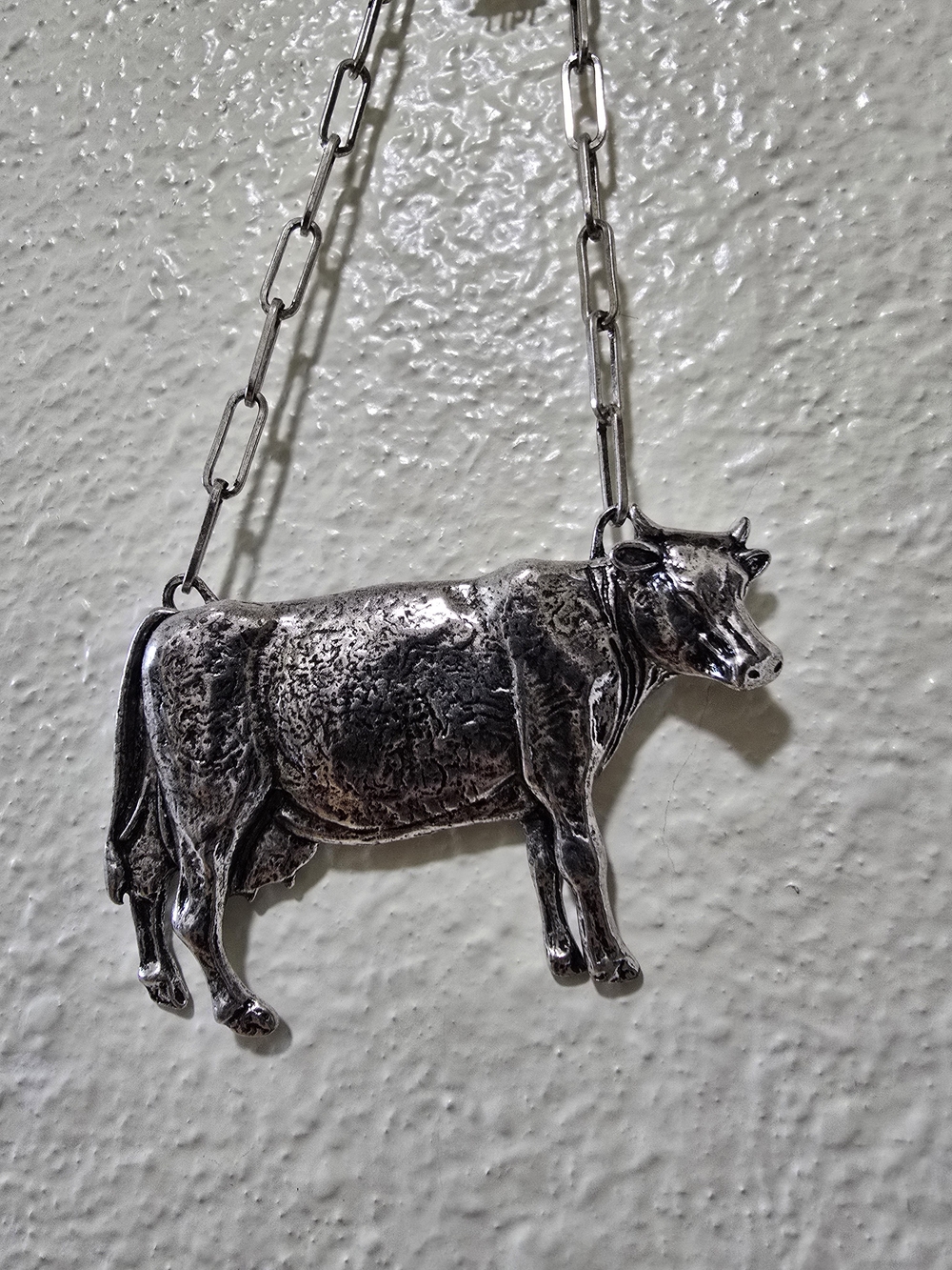 Faux Silver Cow Pendant Necklace - Women's Jewelry